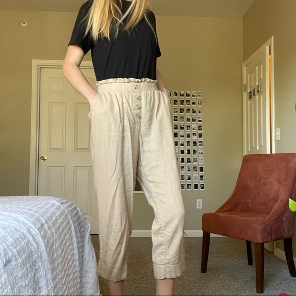 Loft Linen High-Waisted Straight Stretch Pants - Picture 2 of 7